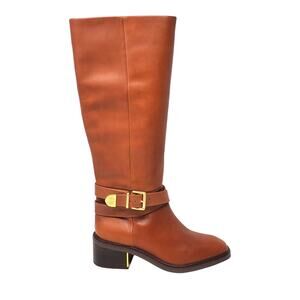 Vince Camuto Gini 2 Knee High Boot Whiskey Wide Calf Brown Leather Size 10 NEW